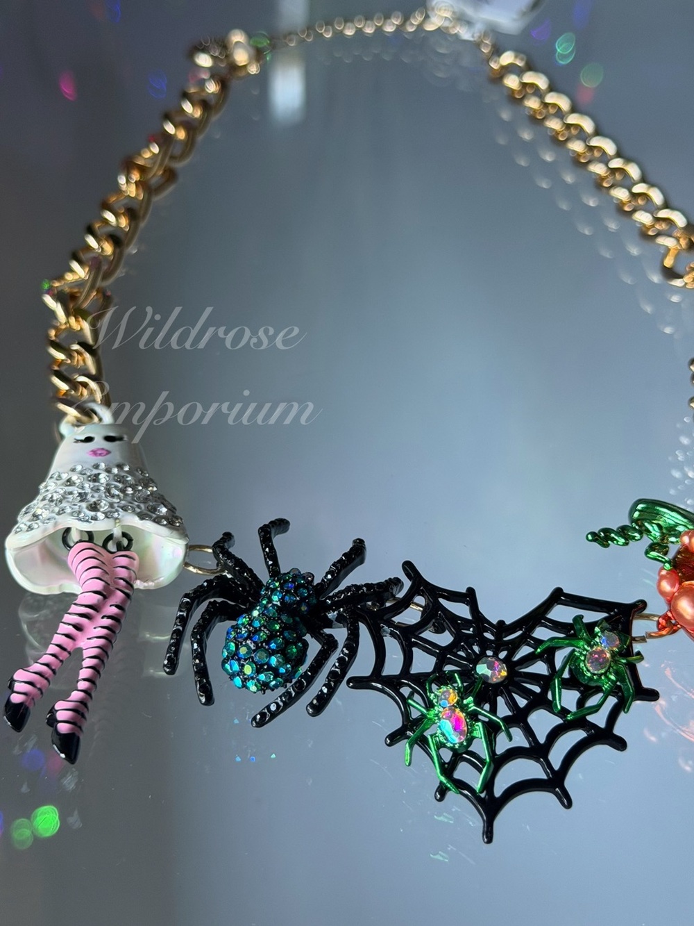Betsey Johnson Halloween Collar Statement Necklace ghost girl Spider Cat Snake - Picture 4 of 12